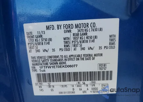 2014 Ford F150 Supercrew from USA, damaged, VIN 1FTFW1ET0EKD06077